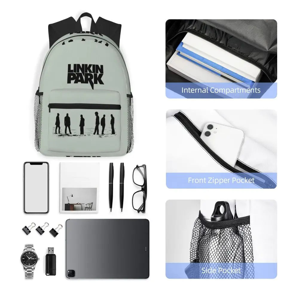 L-Linkin-S P-Park-S Band Student Backpack School Bag Hiking Travel Daypack for Boys Girls Fashion Bookbag Shoulder Bags