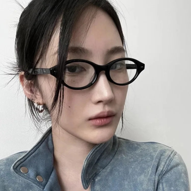Y2K Retro Oval Frame Glasses Women Leopard Ins Sweet Cool Eyewear Trend Brand Reading Computer Anti Blue Light Eyeglasses BAZAARHUBO