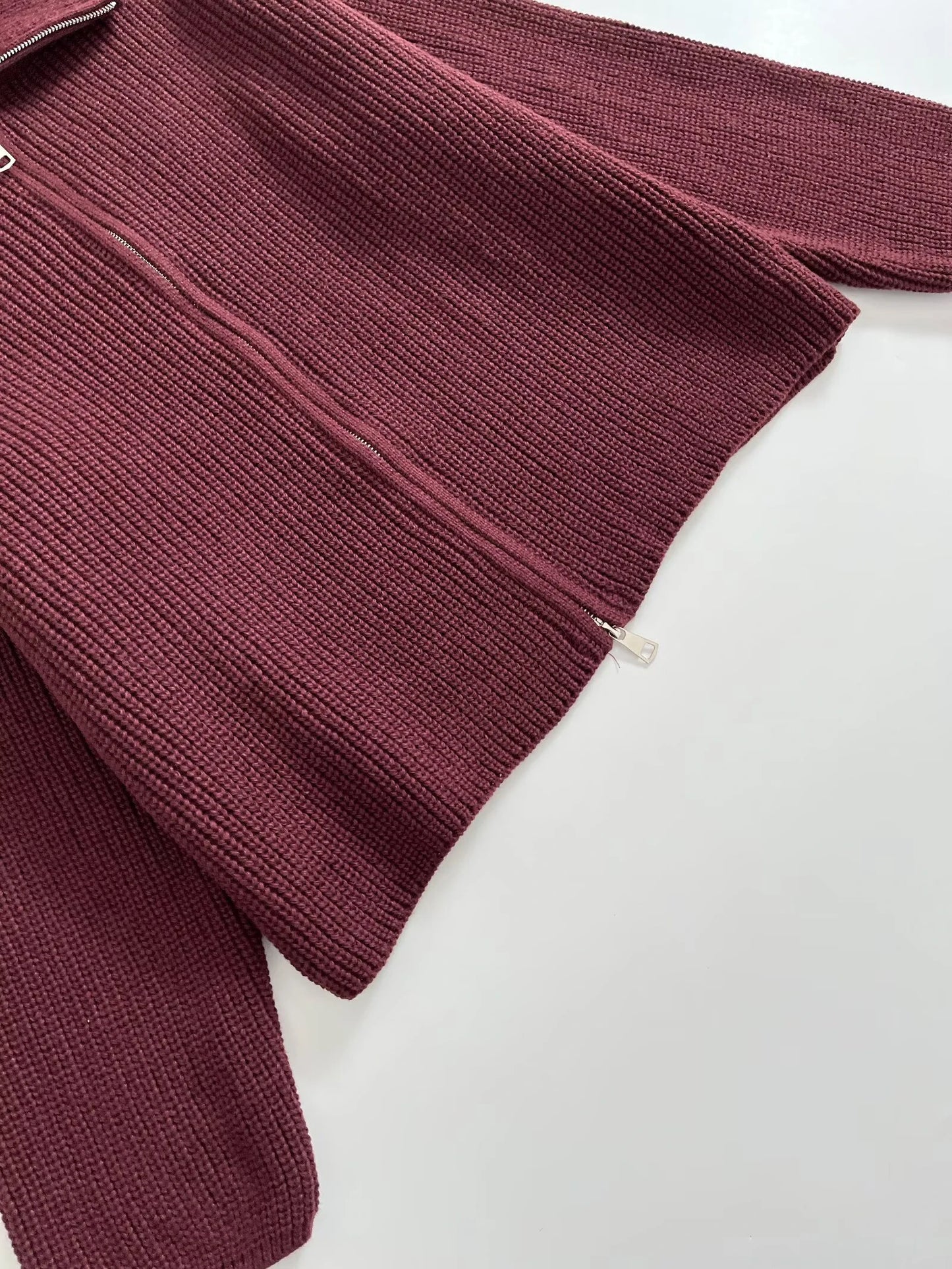 Spring New Arrivals Women's Loose and Lazy Style Sweater Cardigan Flared Lapel Long Sleeve Double Chain Stripe Knit Coat BAZAARHUBO