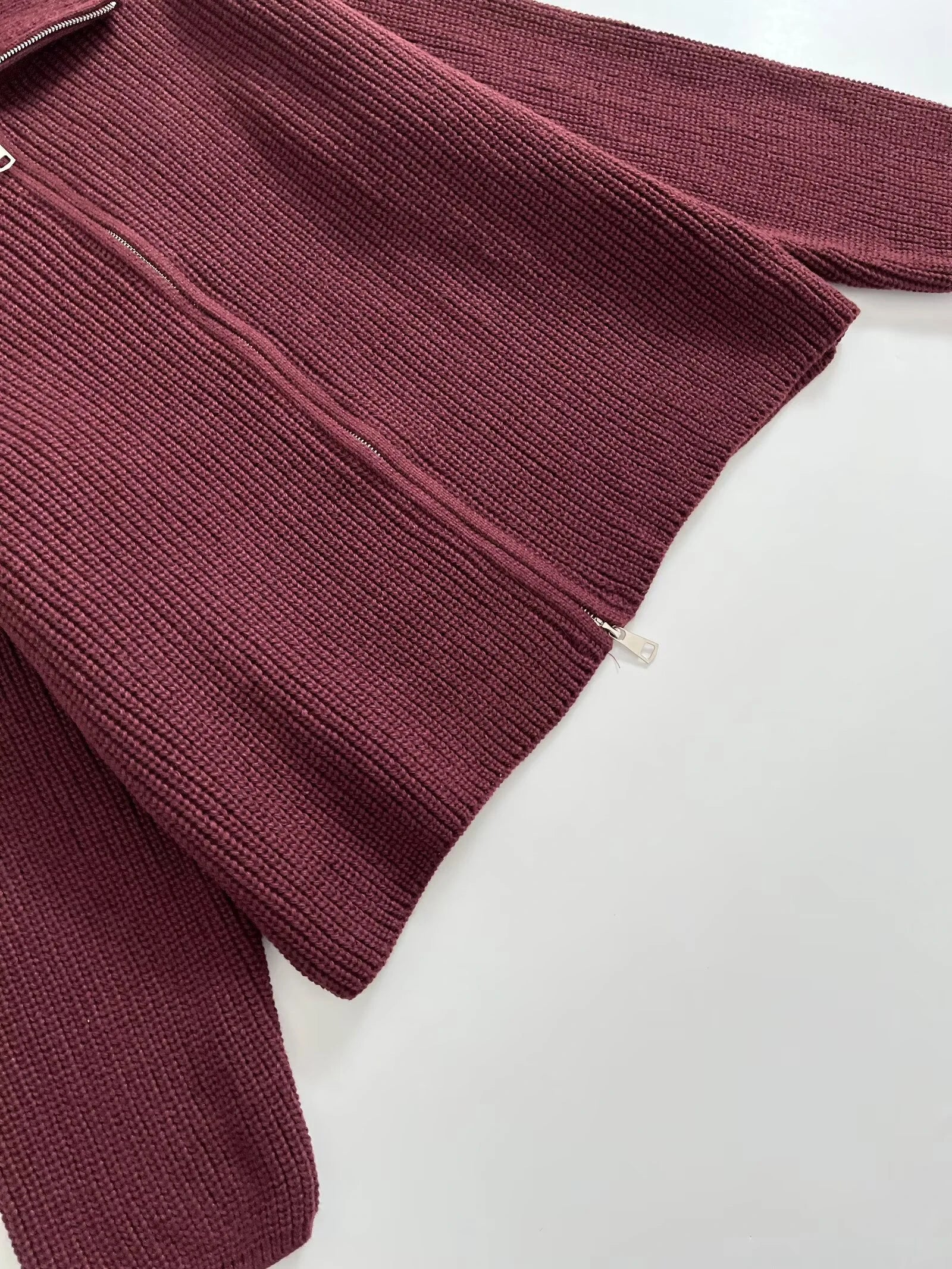 Spring New Arrivals Women's Loose and Lazy Style Sweater Cardigan Flared Lapel Long Sleeve Double Chain Stripe Knit Coat BAZAARHUBO
