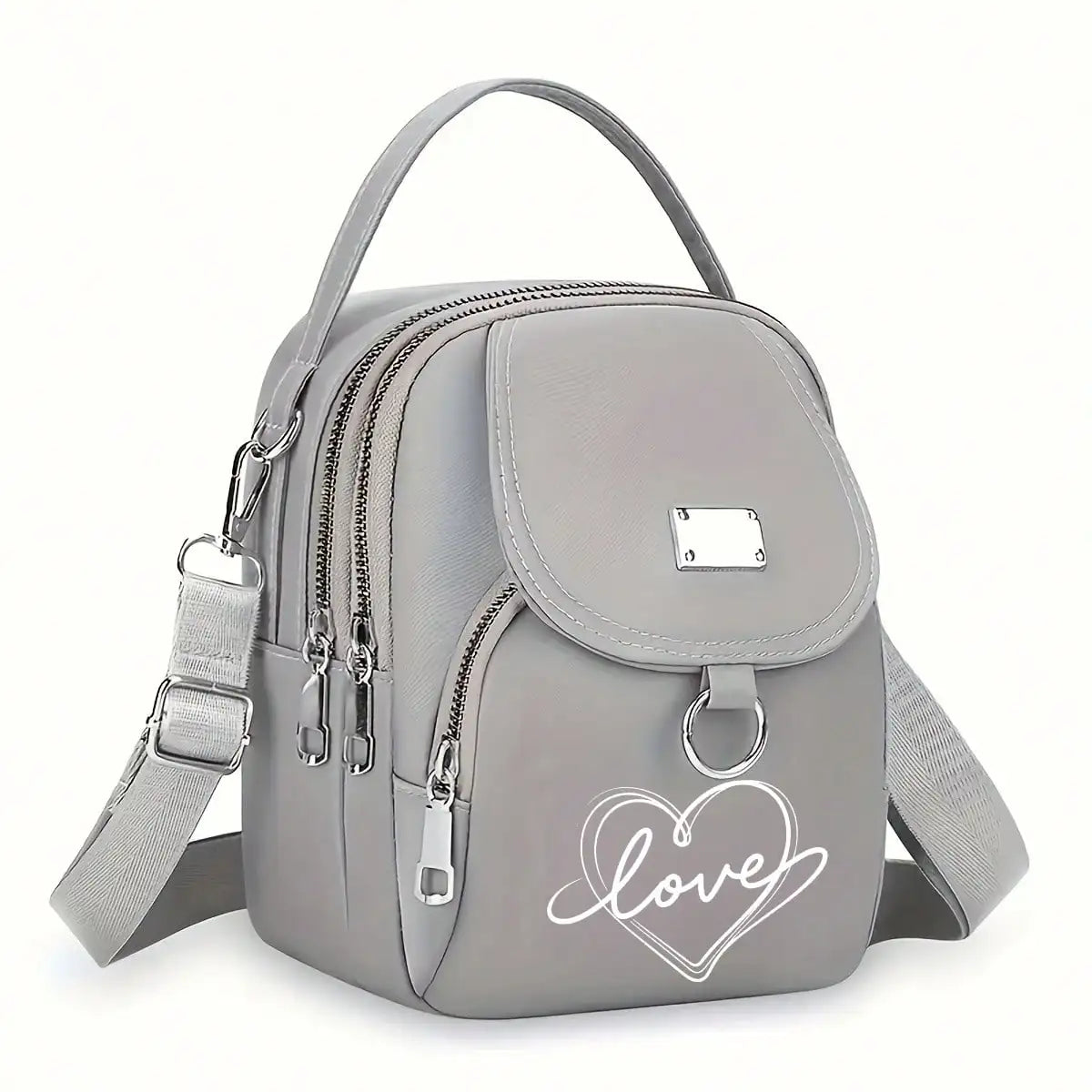 1pc Heart Love Print Shoulder Bag Women's Casual Mini Crossbody Bag Adjustable Good Capacity Small Handbag Girls Crossbody Bag