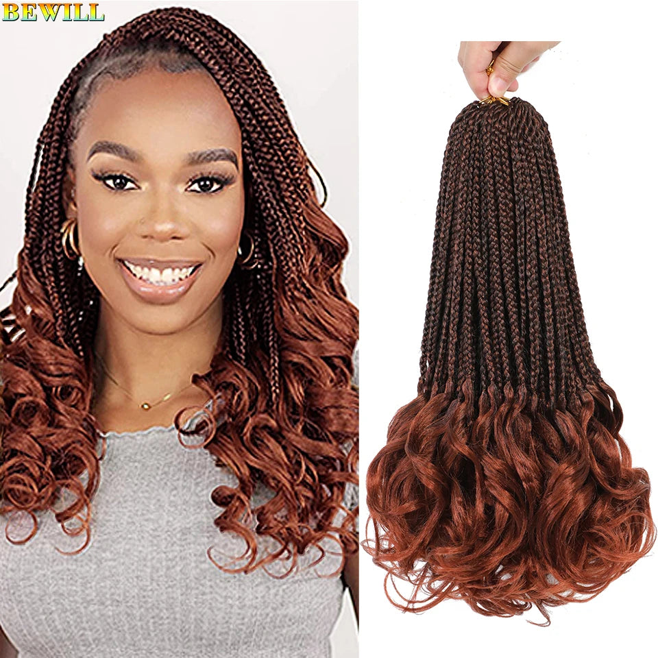 14 18 24 Inch French Curl Crochet Braids Boho Goddess French Curl Box Braids Crochet Hair Synthetic French Curly Braiding Hair