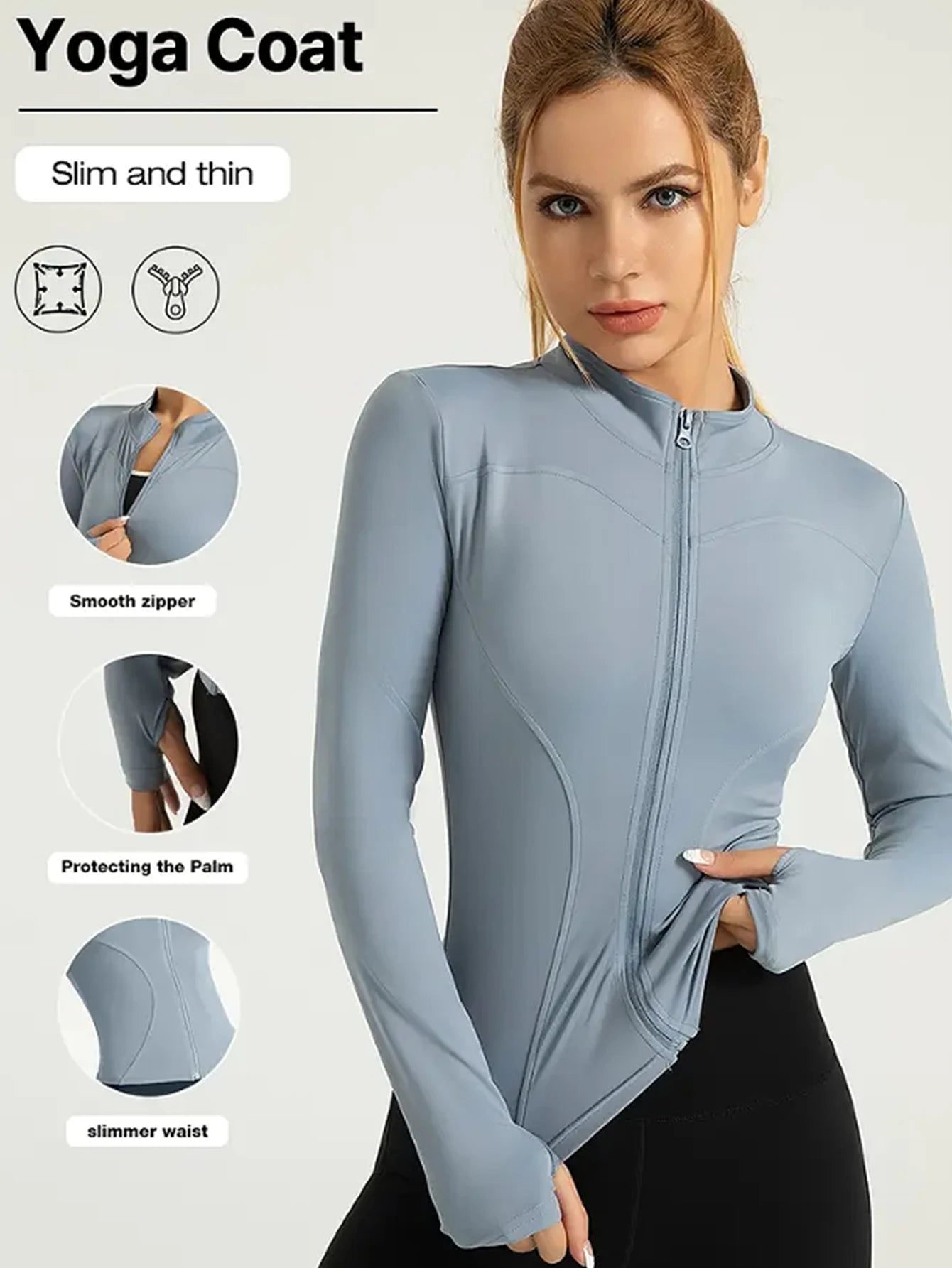 Yoga Jacket High Elastic Tight Quick Dry Sports Jacket Slim Fit Running Gym Top Workout Shirt for Women