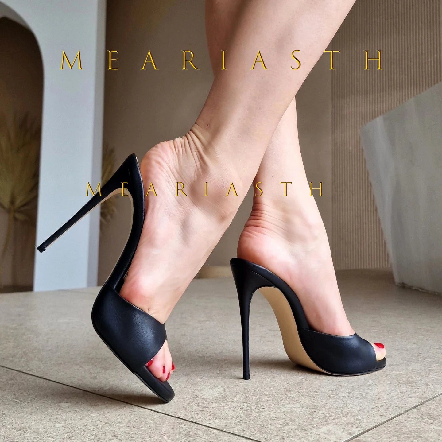 Red Patent Leather Stiletto Slippers Open Toe Solid Sexy High Heels Summer 2025 New Nightclub Outside Plus Size 45 Luxury Shoes