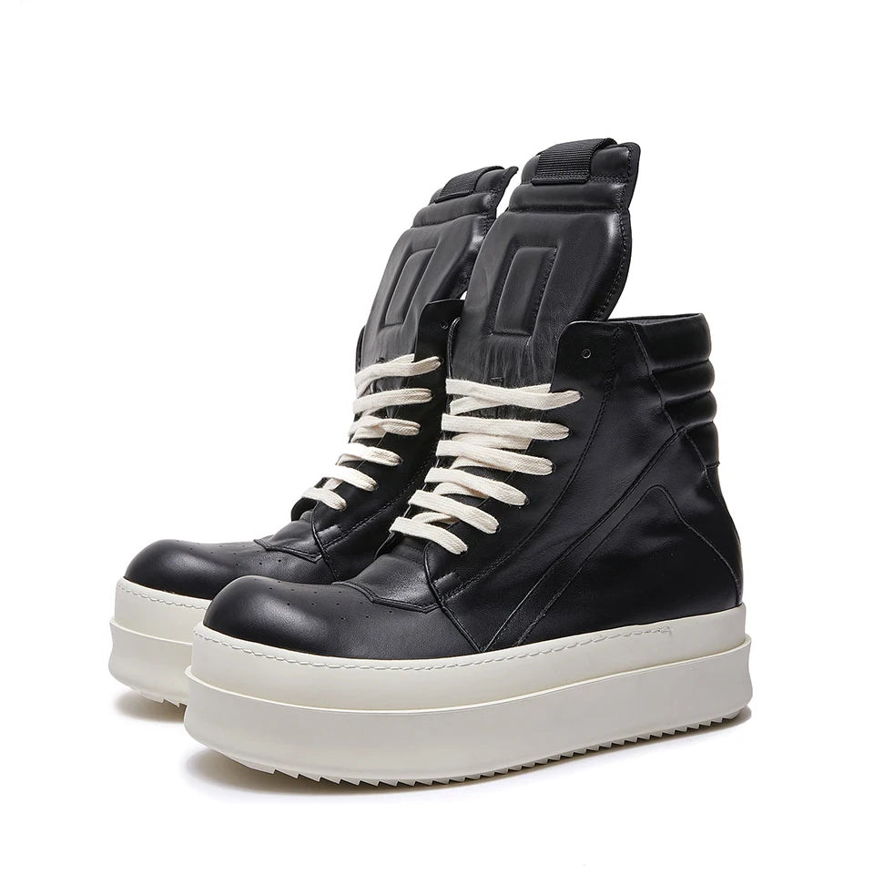Brand RO Double Bottom Fashion Shoes Designer Women Ankle Boot Platform 6cm Original Casual Men Shoes Luxury Leather Zip Shoes