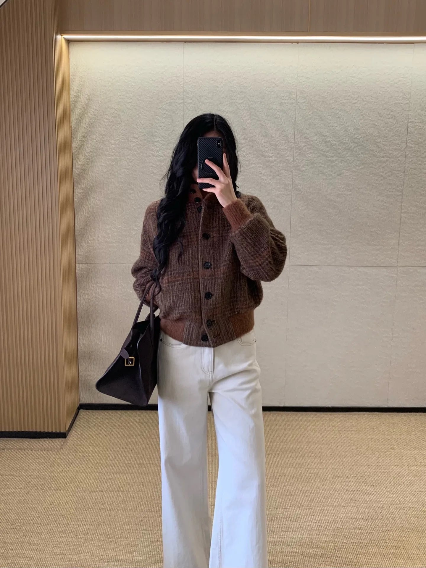 26 Spring New Arrival Women's Vintage Plaid Wool Blend Stand Collar Jacket