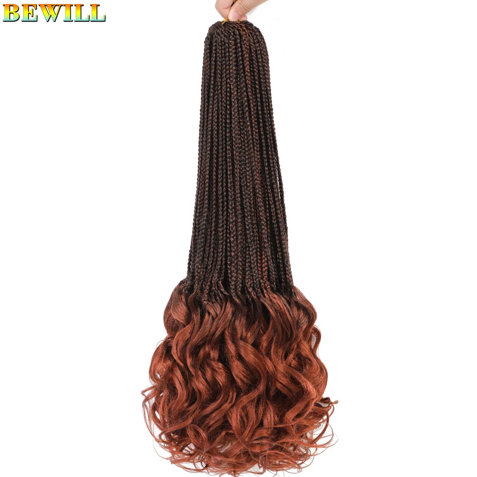 14 18 24 Inch French Curl Crochet Braids Boho Goddess French Curl Box Braids Crochet Hair Synthetic French Curly Braiding Hair