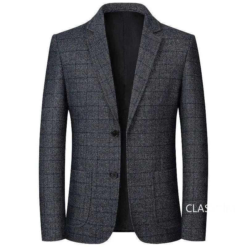 Men Plaid Blazers Jackets Business Formal Wear Suits Jackets Coats New Spring Autumn Male Casual Slim Fit Blazers Size 4XL
