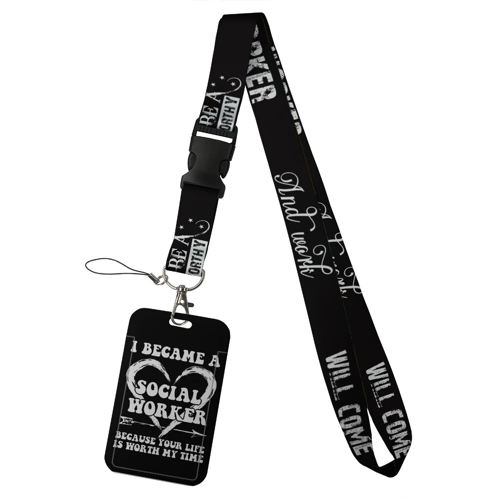 quotation card holder Lovely hanging rope  ID pass hang accessories holder lanyard Student  Bus passr protective Case