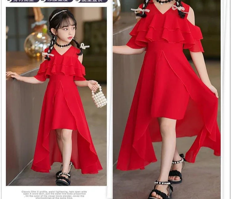 Fashion Chiffon Boho Girls Dresses Bohemian Beach Kids Clothing Vestido Girl Outfit Robe Fille Casual Maxi Children Dress Summer