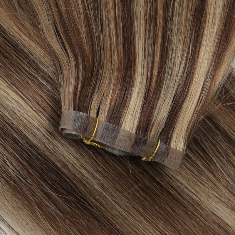 Long Flat Weft Invisible Tape Bundles Human Hair PU Skin Weft Hair Extension Injected Seamless & Glueless Tape On Hair Weft