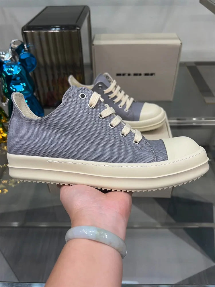 Ro Casual Shoes Women Low Top Quality Canvas Denim Summer Breathable Original Thick Sole Increases Height Men Luxury Sneakers