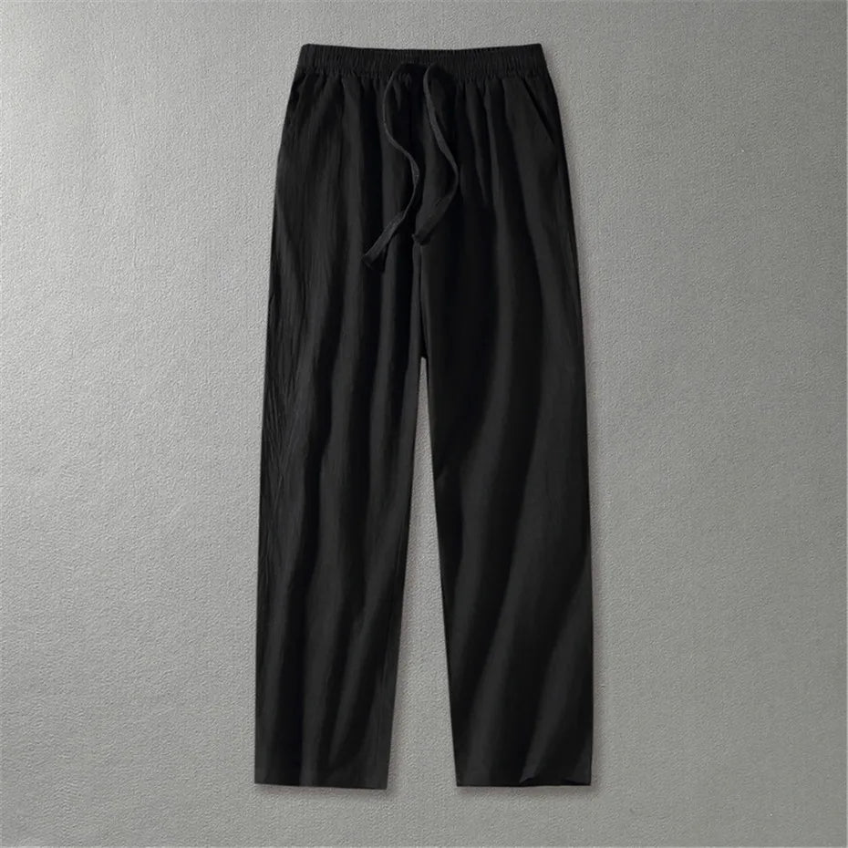 Linen Pants Men Plus Size 9XL 8XL Pants Summer Linen Trousers Male Fashion Casual Solid Color Pants Big Size 8XL 9XL
