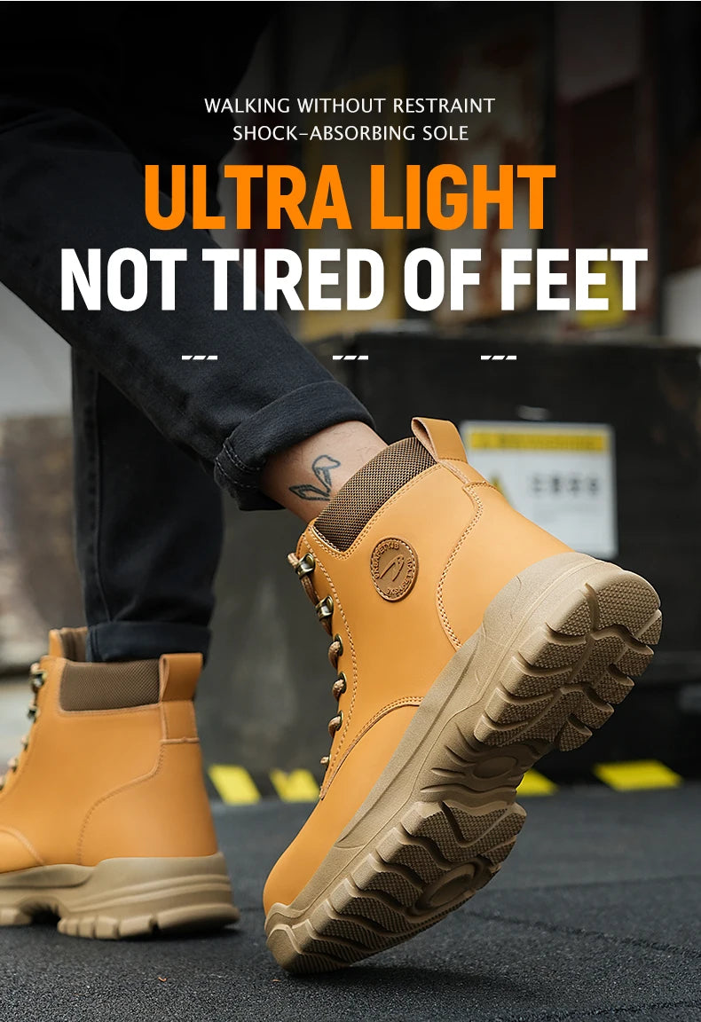 Men Protective Boots Steel Toe Shoes Anti-Smash Anti-Puncture Work Boots Safety Shoes Indestructible Winter Boots Waterproof