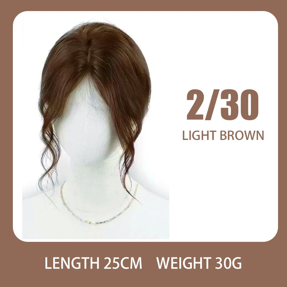 Invisible Middle-part Bangs For Girl Synthetic Hair Topper Clips on Fringe Hairpiece With Two Sides Temple Natural Fake Bangs