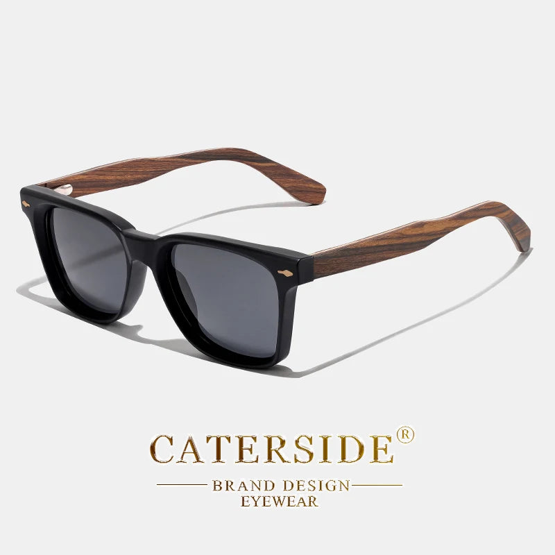 CATERSIDE Vintage Men Polarized Sunglasses High-Quality Solid Wood Legs Sun Glasses Fashion Women Party Travel Holiday Glasses BAZAARHUBO