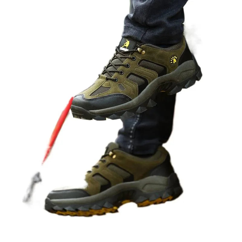 Men's Outdoor Climbing Shoes Breathable Waterproof Sports Hiking Shoes Rubber Outsole Low Cut Lace up Casual Shoes