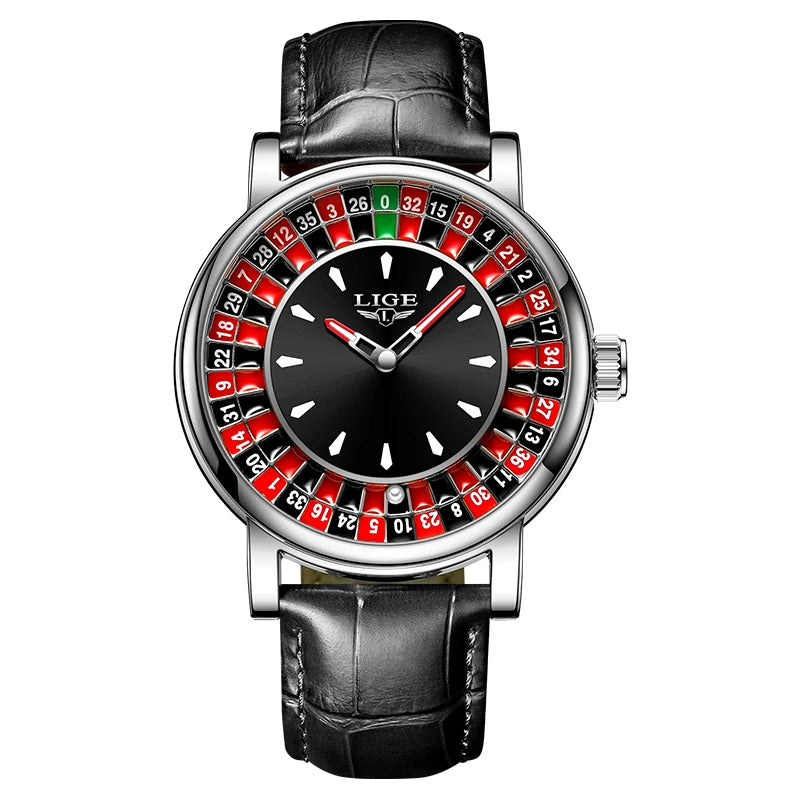 LIGE 2025 Creative Luxury Watches Men Roulette Game Dial Fashion Mens Watch Waterproof Luminous Steel Quartz Wristwatches Relojs
