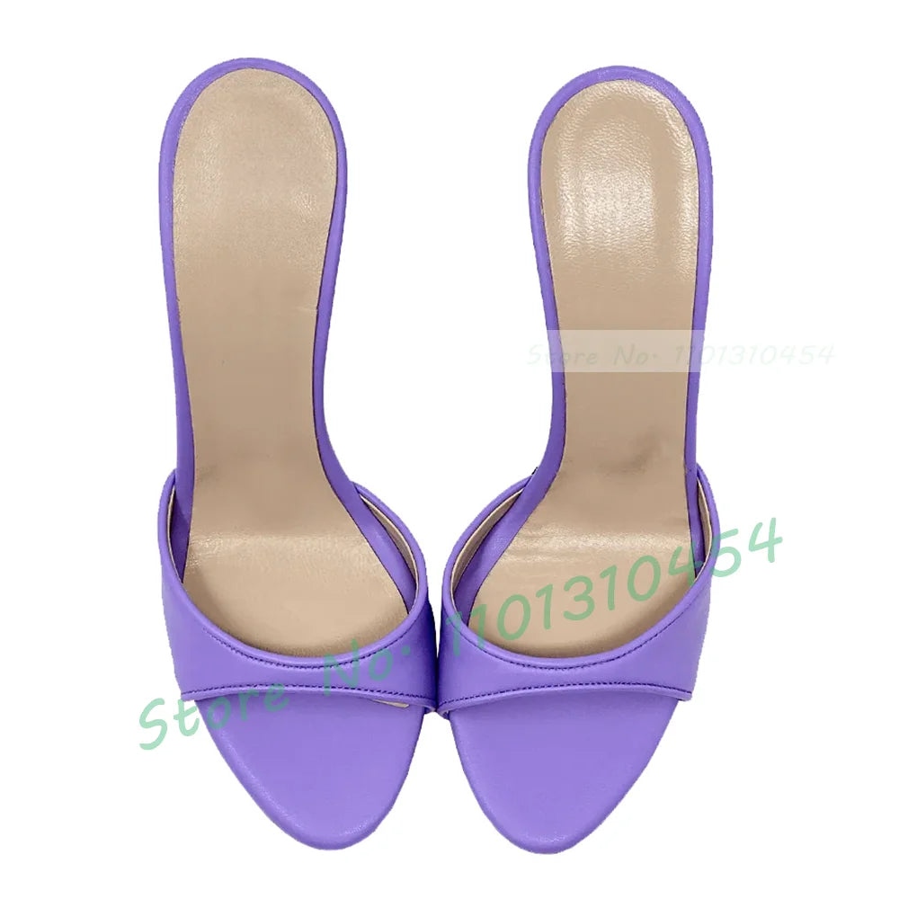 Snake Print Round Open Toe Slippers Women Casual Solid Outdoor Stiletto High Heels Shoes Female Customize Elegant Dress Slides