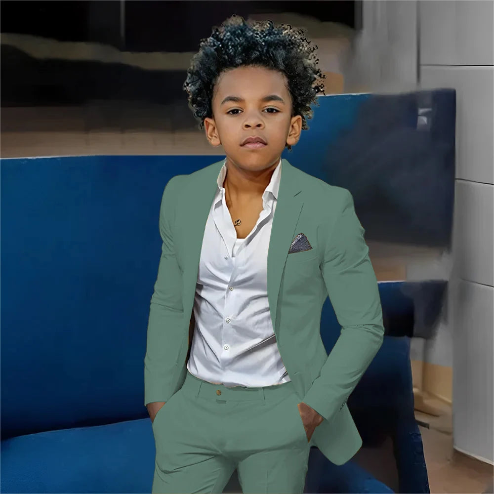 Casual Beige Boys Suit 2 Piece Set Fashion Design Wedding Tuxedos for Kids Custom Clothes 2-16 Years Old Outfit