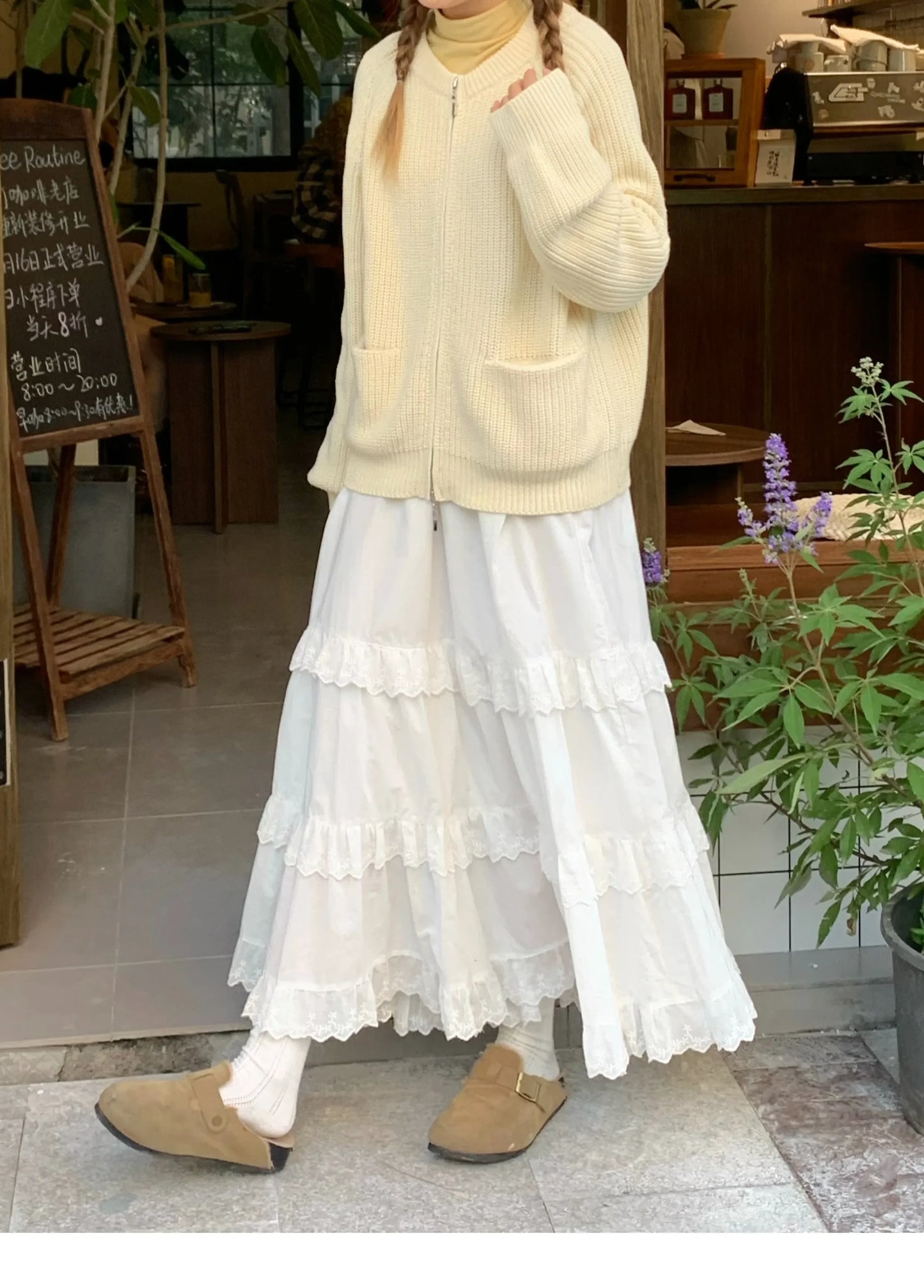 New Fashion 2025 A-line Loose Skirts Woman Korean Style Female Lace Fashion Leisure Spring Ankle-length Skirt Women