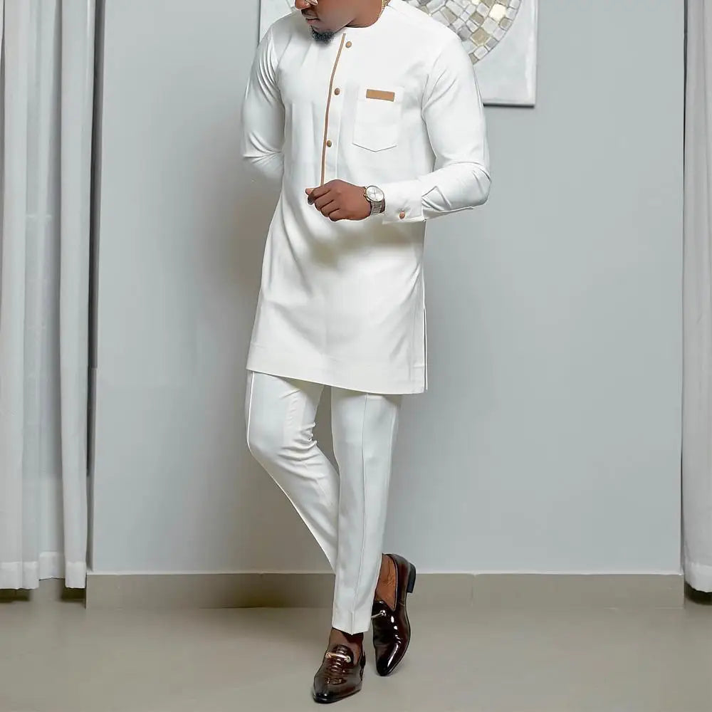 2025 new traditional men's suit luxury gentleman's shirt suit casual travel banquet men's two-piece set fashionable men's suit