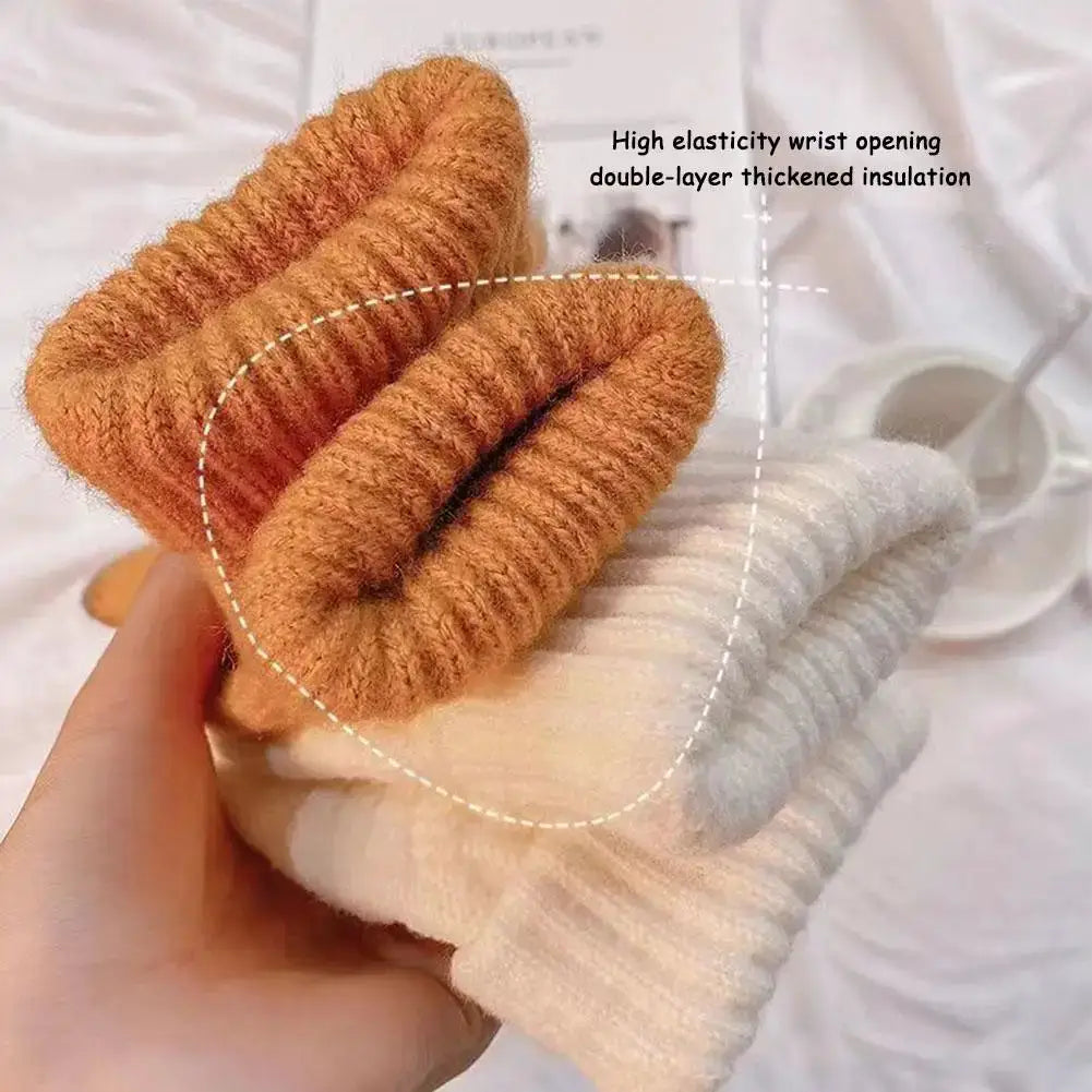 Women Men Warm Winter Touch Screen Gloves Stretch Classical Knit Mittens Wool Full Finger Outdoor Cycling Driving Glove BAZAARHUBO