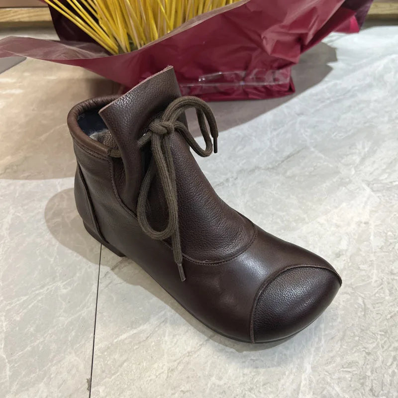 Careaymade-Genuine leather women's boots Fashion retro warm Oversized shoes cow leather Pure handmade ankle boots Casual boots