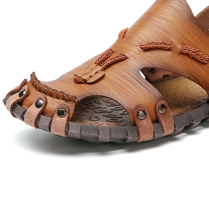 Summer Handmade Leather Sandals for Fashion Men Casual Shoes Comfortable Slippers