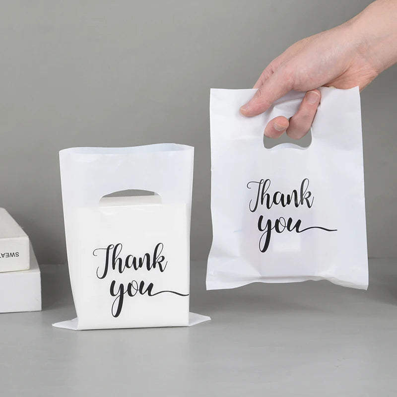50/100pcs Thank You Gift Bags Wedding Candy Biscuit Packaging Plastic Bag Birthday Party Gift For Guests Small Business Supplies