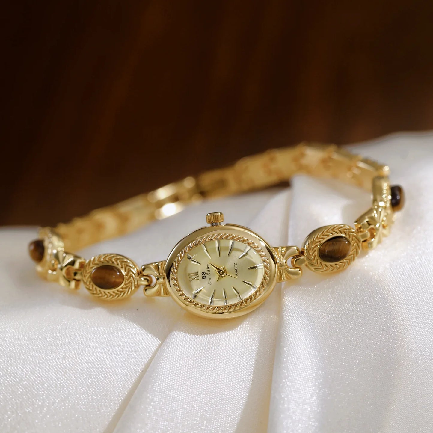 Elegant Women's Watch Jade Bracelet Small Clock Fashion Quartz Watches Luxury Golden Wristwatch Gifts For Women Original Brand