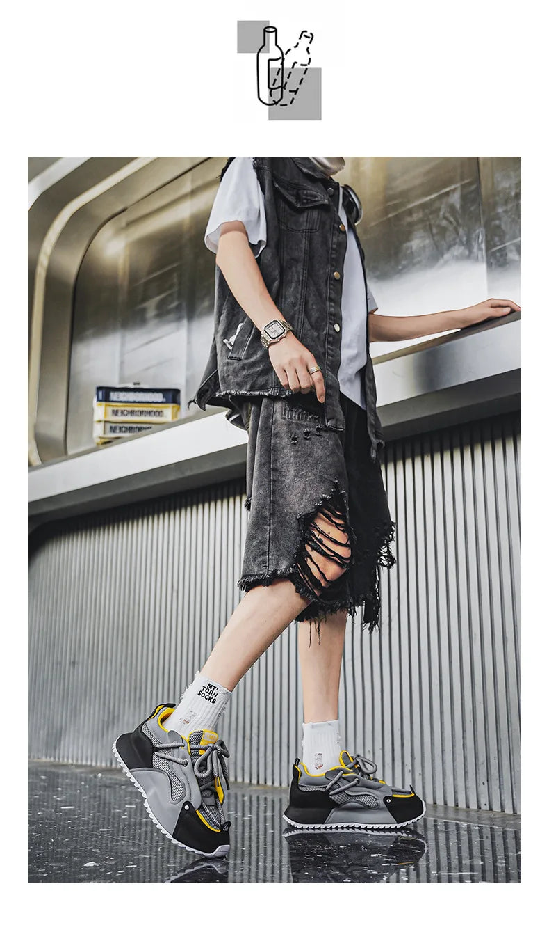 Fashion brand tenis men casual faux leather sneakers male wedged shoes new spring summer breathable trainers man gym run shoes