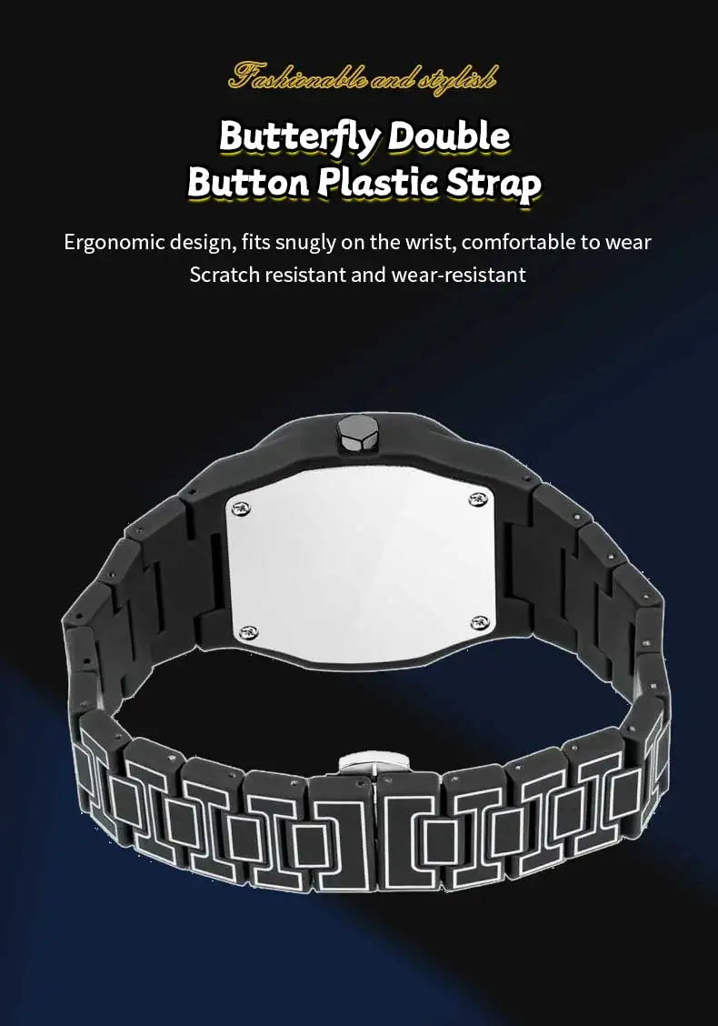 2025 New Creative Men Silicone Watch VA VA VOOM Brand Quartz Movement Creative Lines Leisure Outdoor Sports Black Wrist Watches