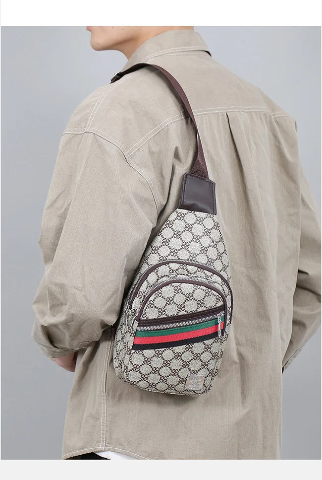 Men's Multifunction Messenger Bag Shoulder Cloth Chest Bags Crossbody Casual  Handbag with Earphone Hole