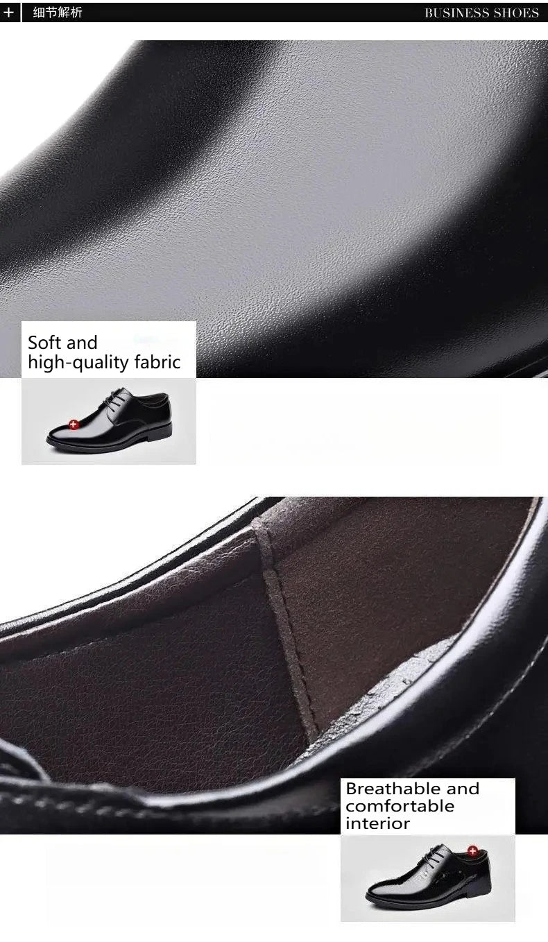 Fashionable Men's Leather Shoes Trendy Cowhide Men sneaker British Formal Men's Leather Shoes Soft Lace-up Leather Shoes for Men