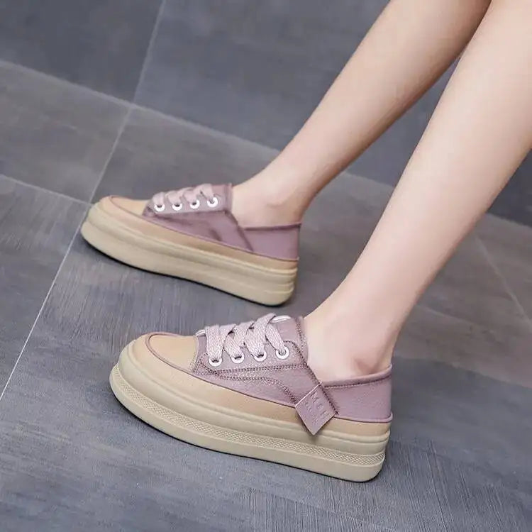 2025 New Women's Shoes Platform Sneakers Walking Fashion Lace-up High Quality Comfortable Women Running Shoe