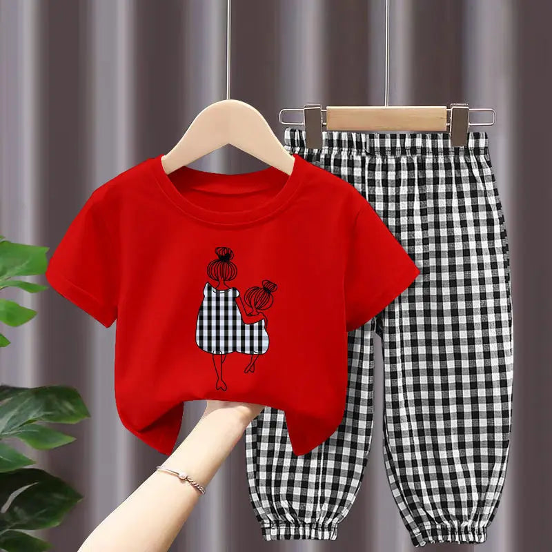 Summer Sets Children's Clothing Girls Mother Kids Toddler Clothes Cute Fashion Cotton T-shirt Top Pants 2pcs Baby Girl Clothes