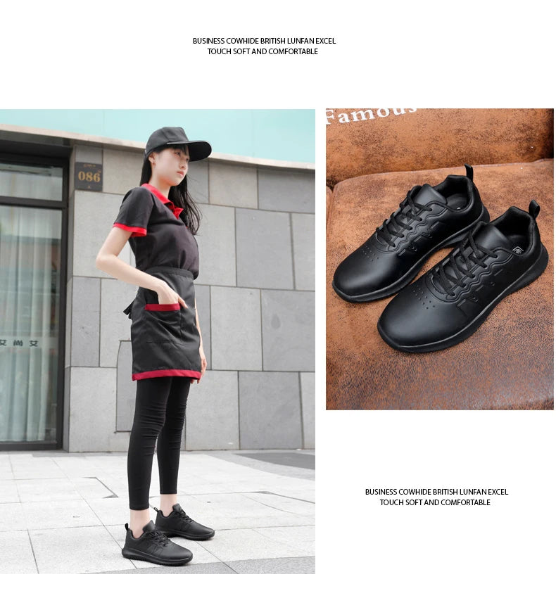 Chef shoes four season soft-sole anti-slip oil-proof waterproof portable kitchen work shoes fashion plus size casual men's shoes
