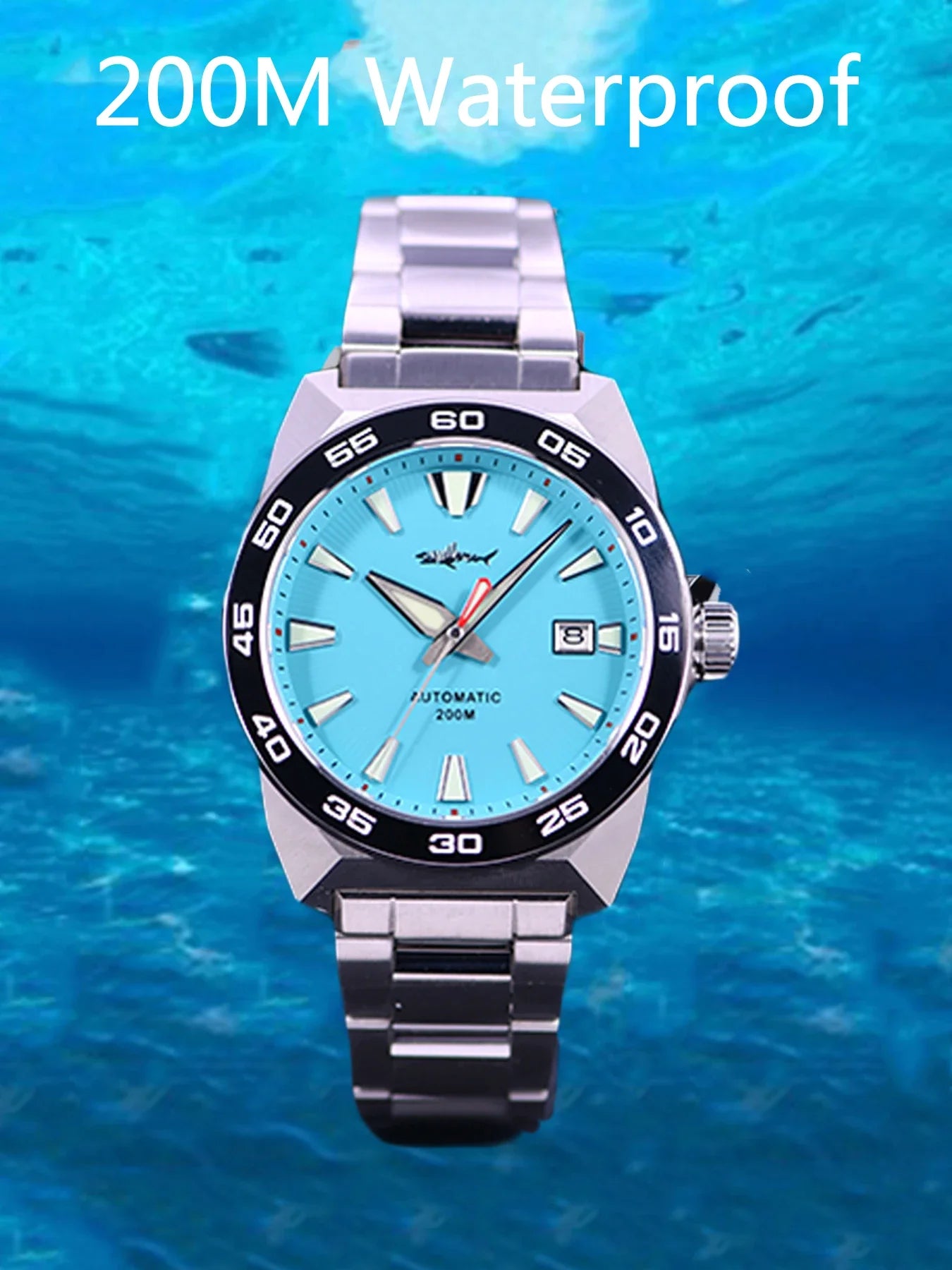 Heimdallr Monster Diver Watches NH35 Automatic Mechanical Frost Blue Dial Sapphire Crystal 200m Waterproof Luminous Men Watches