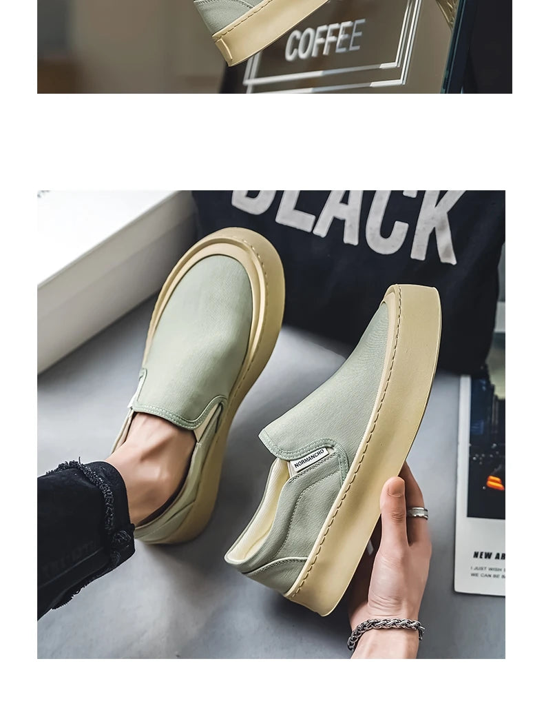 New Arrival Low Price Mens Breathable High Quality Casual Shoes Solid Color Canvas Casual Shoes Slip On Men Fashion Flats Loafer