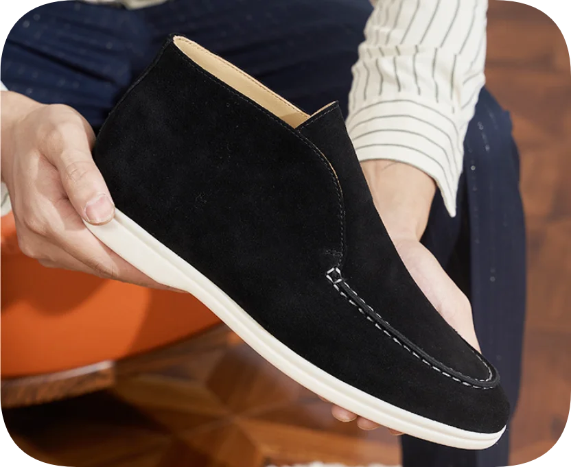 Autumn Men's Casual Soft Bottom Real Leather Shoes Slip-On High Top Daily Wear Shoes Comfortable Sheepskin Versatile Flat Shoes
