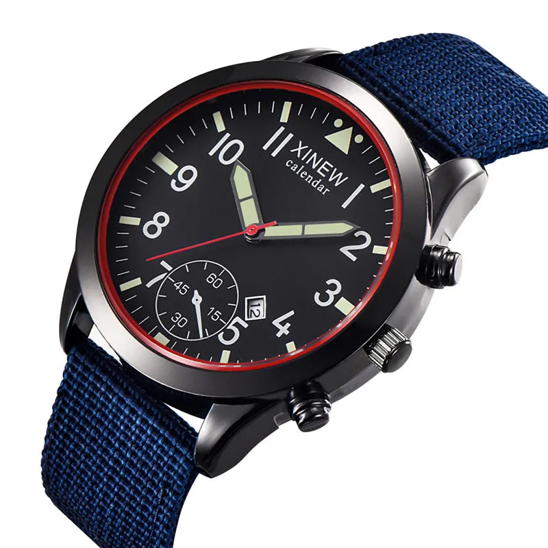 XINEW Cheap Brand Watches For Men Students Fashion Simple Leather Band Army Sports Date Quartz Watch Relogios Masculinos 2024