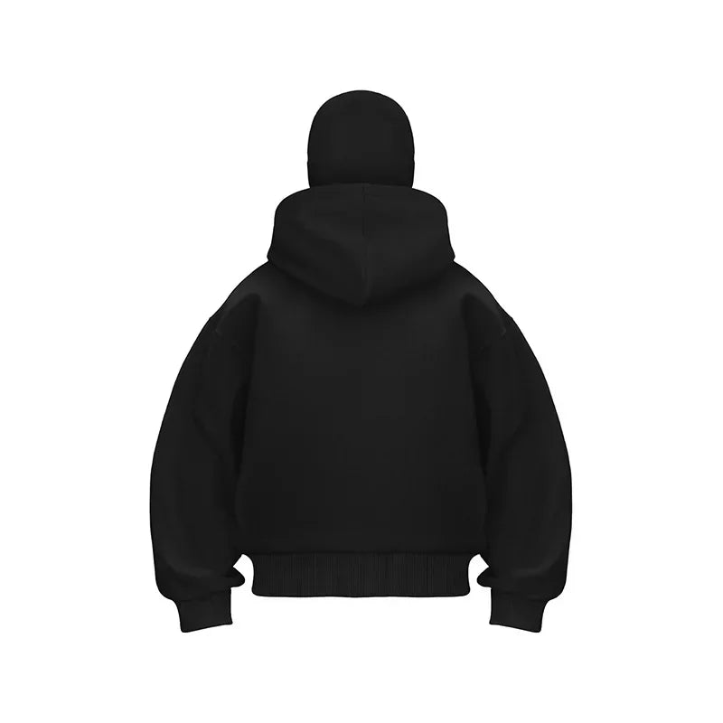 Plain Design Hooded Zip Up Sweatshirt for Men Women Autumn Winter Ins Style Couple Matching BAZAARHUBO