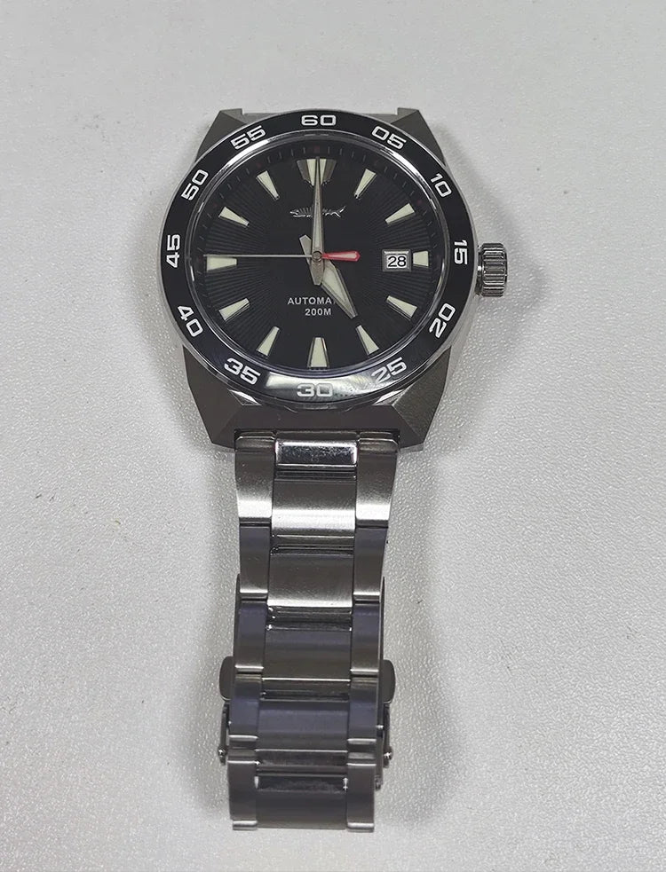 Heimdallr Monster Diver Watches NH35 Automatic Mechanical Frost Blue Dial Sapphire Crystal 200m Waterproof Luminous Men Watches