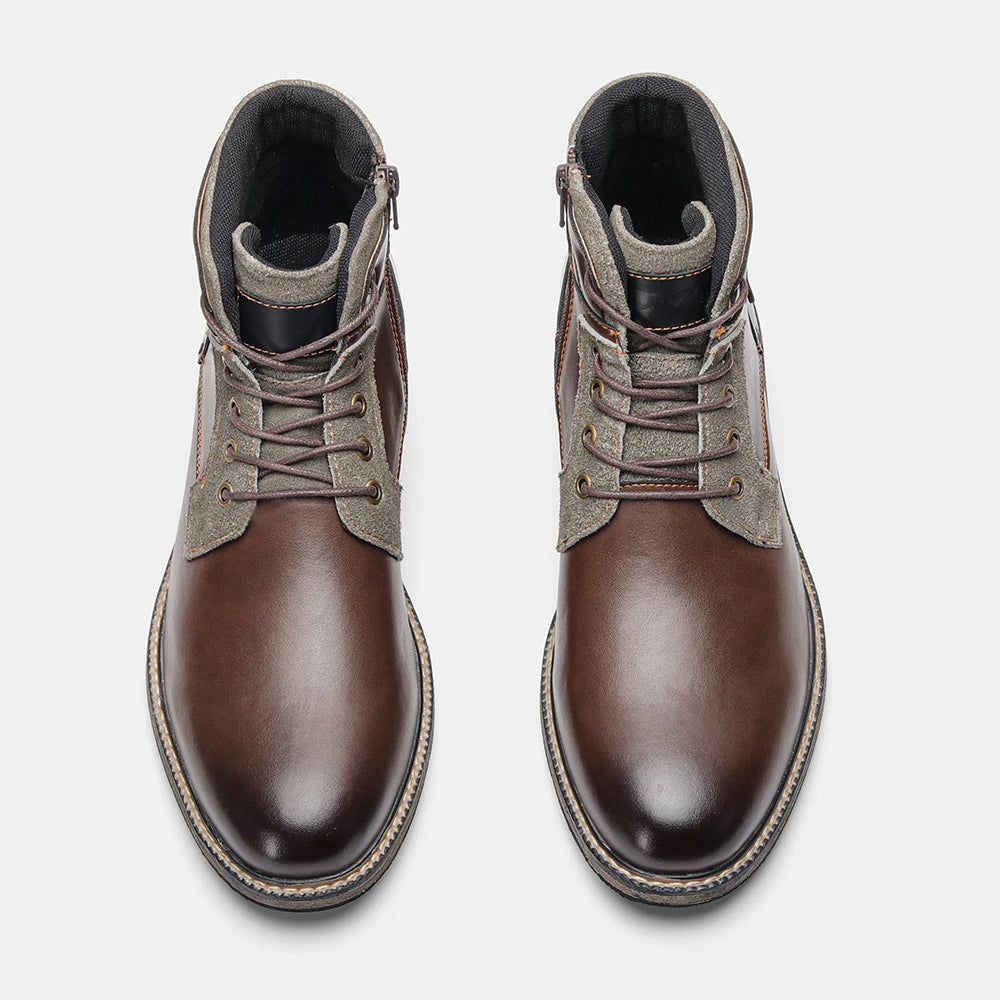 Dark Brown Men boots Spring British Style Leather Boots Retro Men Ankle Boots