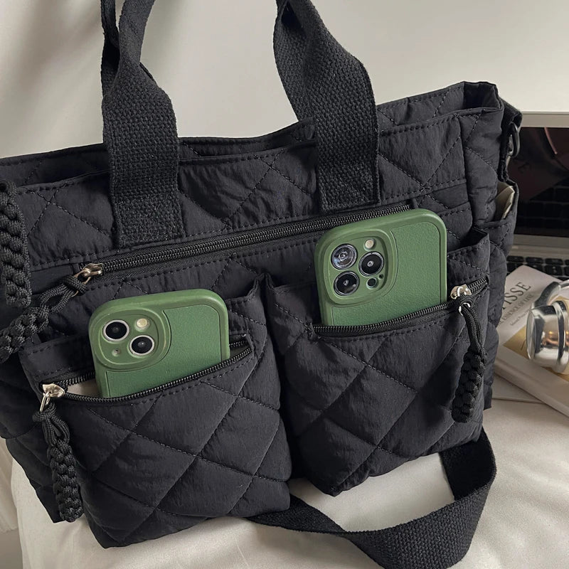 Large capacity Tote Bags for Women Shoulder Side Bag Fashion Space cotton Shopping Bags Multi-pocket Messenger Bag Lady Handbags