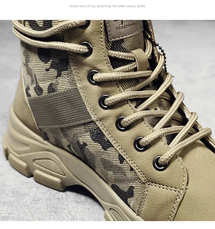 2024 New Men Military Tactical Men's Boots Special Force PU Leather Waterproof Desert Combat Ankle Boot Army Work Men Shoes EVA