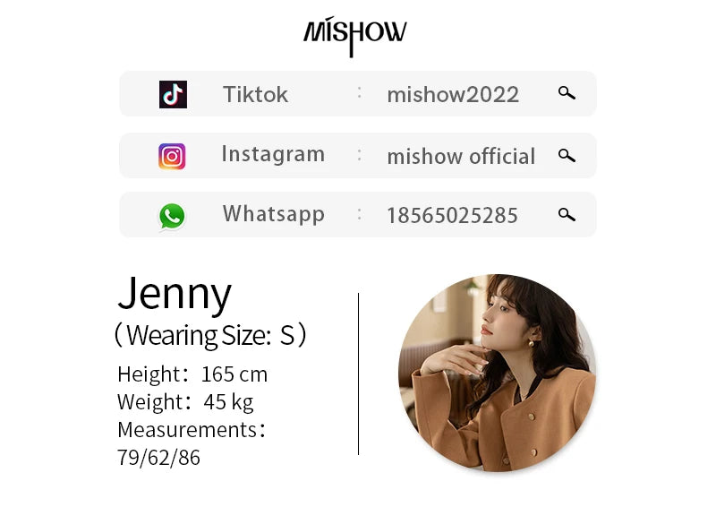 MISHOW Elegant Plaid Wool Blend Short Coat for Women 2024 Autumn Winter Jackets Female Warm Fashion New Outerwears MXB42W0479