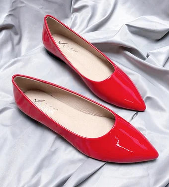Ladies 2-48 Shiny Leather Slip-Ons Green Candy Colors Shallow Toe Shoes For Women Promotion 2020 Plain Flats Spring Outdoor Cute