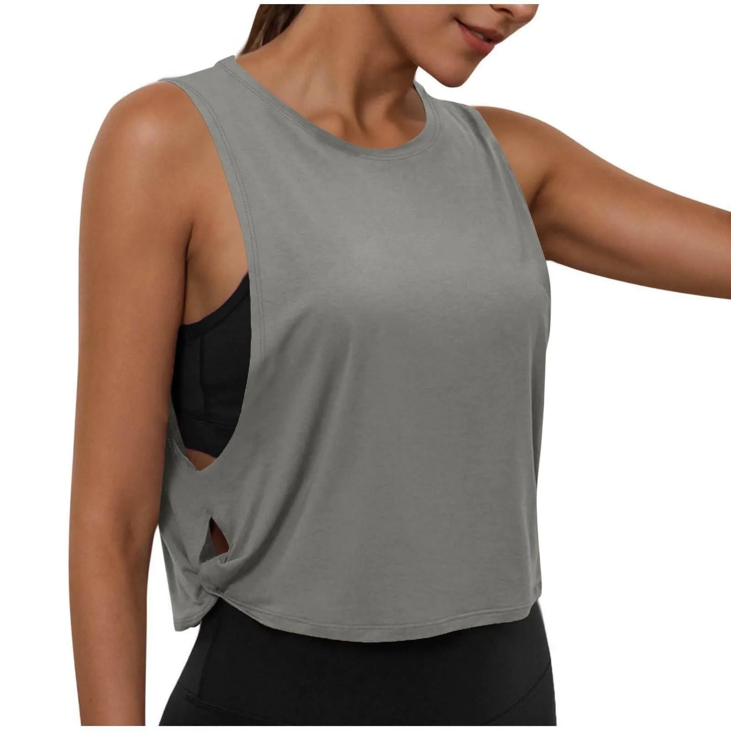 Women Sleeveless Yoga Top Breathable Gym Vest Tank Crop Top Running Tee